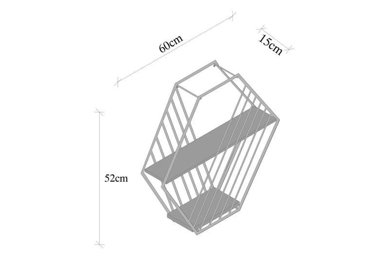 Gullugso Vegghylle 15x60 cm 2- pk - Svart / Valnøtt - Vegghylle