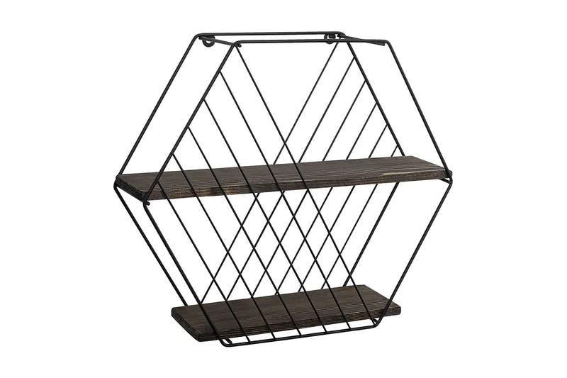 Gullugso Vegghylle 15x60 cm 2- pk, Svart / Valnøtt