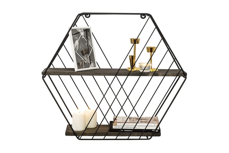 Gullugso Vegghylle 15x60 cm 2- pk - Svart / Valnøtt - Oppbevaring - Hyller - Vegghylle