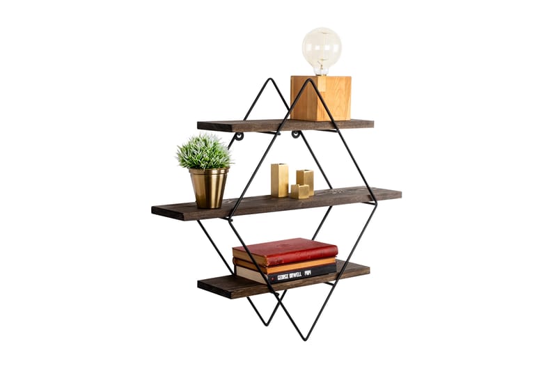 Gylden lakk Vegghylle 60x15 cm 3 Hyller - Oppbevaring - Hyller - Vegghylle