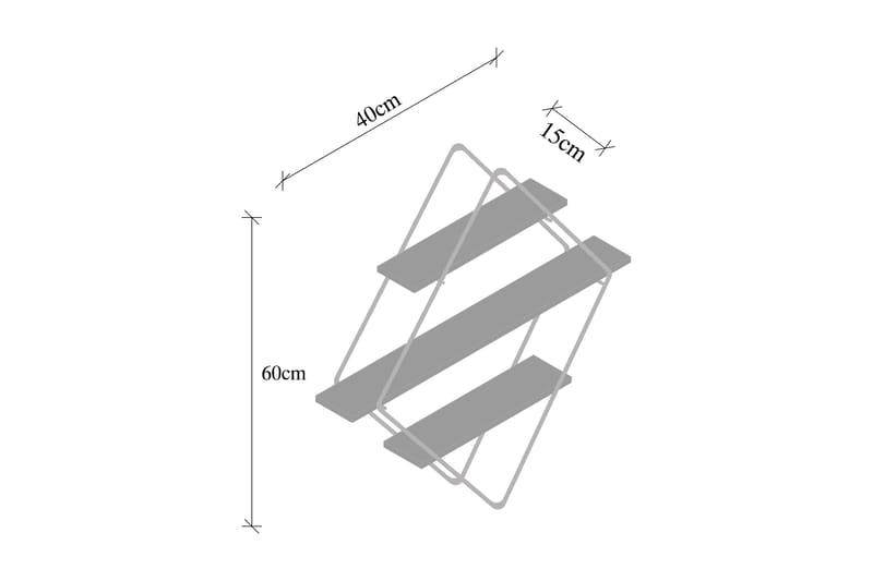 Gylden lakk Vegghylle 60x15 cm 3 Hyller - Vegghylle