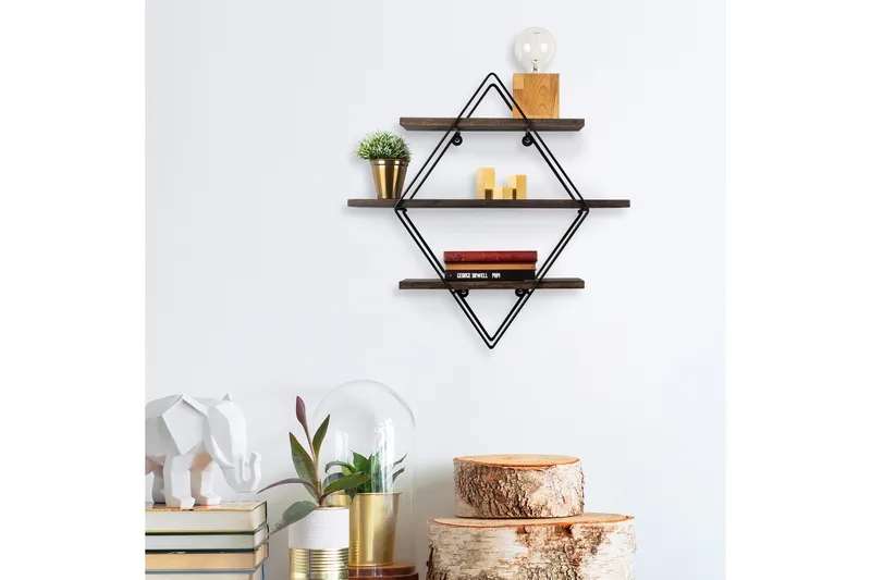 Gylden lakk Vegghylle 60x15 cm 3 Hyller - Oppbevaring - Hyller - Vegghylle