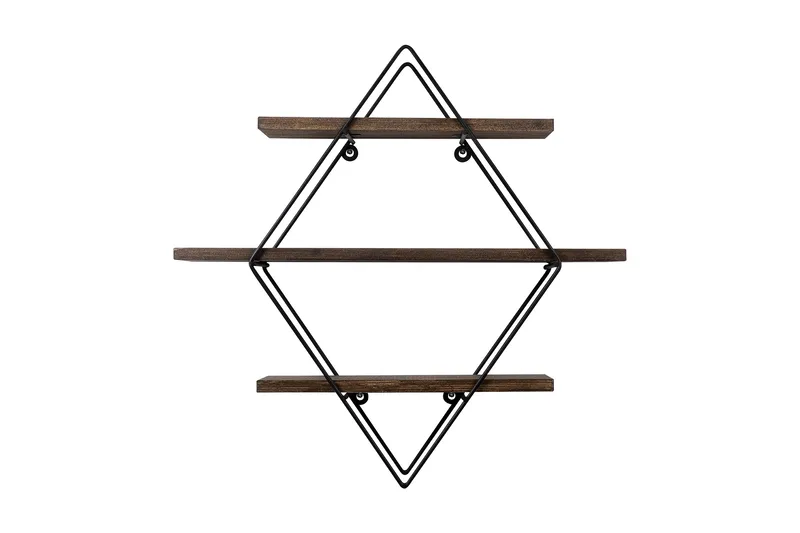 Gylden lakk Vegghylle 60x15 cm 3 Hyller, undefined