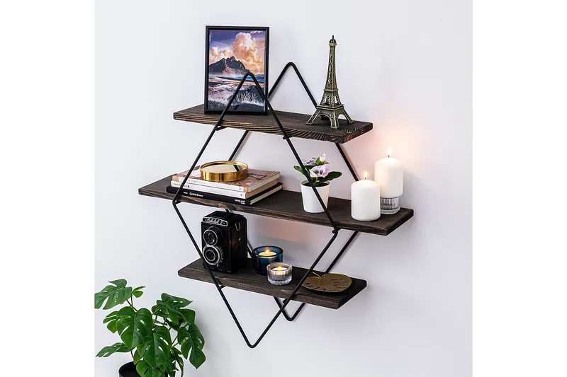 Gylden lakk Vegghylle 60x15 cm 3 Hyller - Oppbevaring - Hyller - Vegghylle