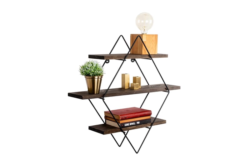 Gylden lakk Vegghylle 60x15 cm 3 Hyller - Oppbevaring - Hyller - Vegghylle