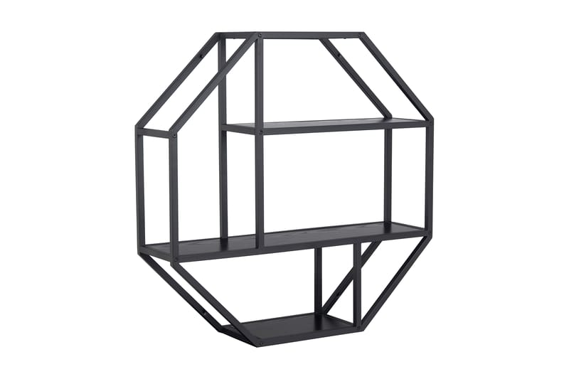 Hasslevik Vegghylle 77x20 cm 4 Hyller - Svart/Matt Svart - Oppbevaring - Hyller - Vegghylle
