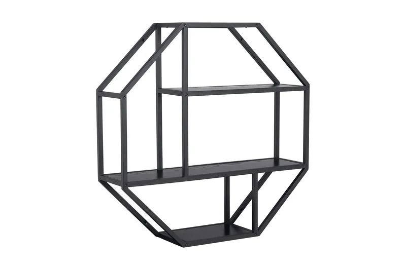 Hasslevik Vegghylle 77x20 cm 4 Hyller, Svart/Matt Svart