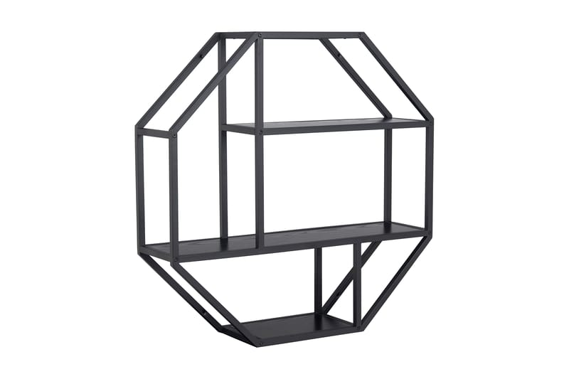 Hasslevik Vegghylle 77x20 cm 4 Hyller, Svart/Matt Svart