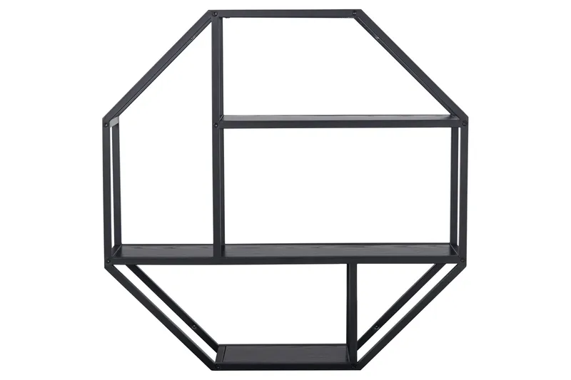 Hasslevik Vegghylle 77x20 cm 4 Hyller - Svart/Matt Svart - Oppbevaring - Hyller - Vegghylle