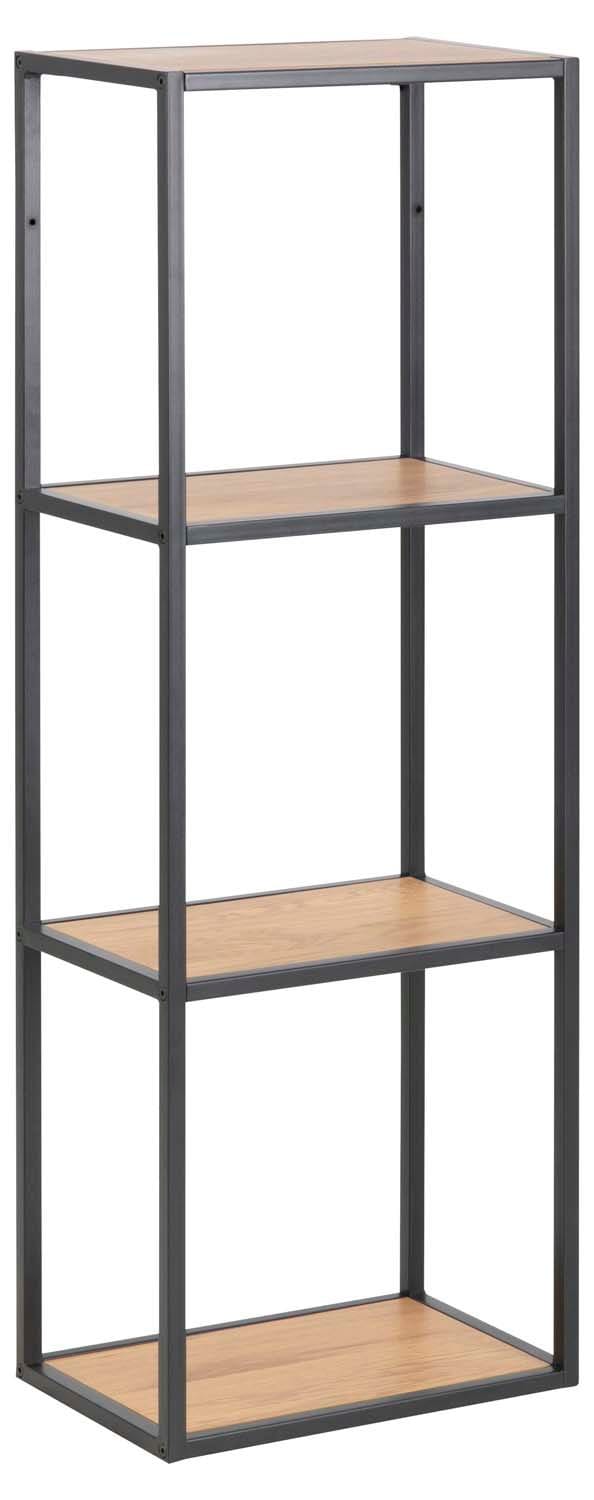 Vegghylle HOME4YOU Seaford 24x37x108 cm Eik - vill-eik-utseende med svart ramme