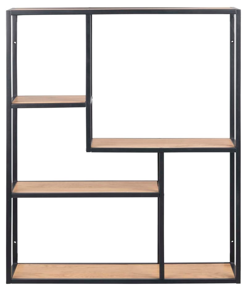 Vegghylle HOME4YOU Seaford 75x20x91 cm Eik - vill-eik-utseende med svart ramme - Oppbevaring - Hyller - Vegghylle