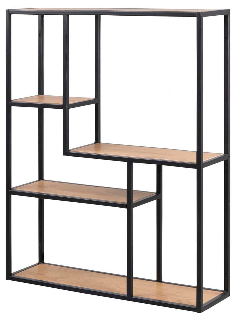 Vegghylle HOME4YOU Seaford 75x20x91 cm Eik, vill-eik-utseende med svart ramme