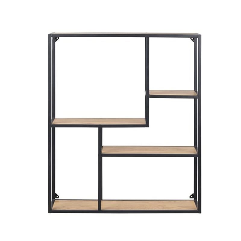 Vegghylle HOME4YOU Seaford 75x20x91 cm Eik - vill-eik-utseende med svart ramme - Oppbevaring - Hyller - Vegghylle