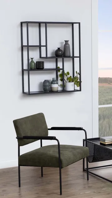 Vegghylle HOME4YOU Seaford 75x20x91 cm Svart - svart - Oppbevaring - Hyller - Vegghylle