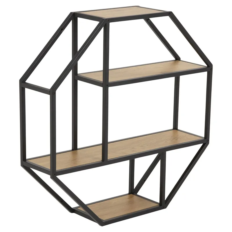 Vegghylle HOME4YOU Seaford 77x20x77 cm Natur, naturlig / vill eik-look