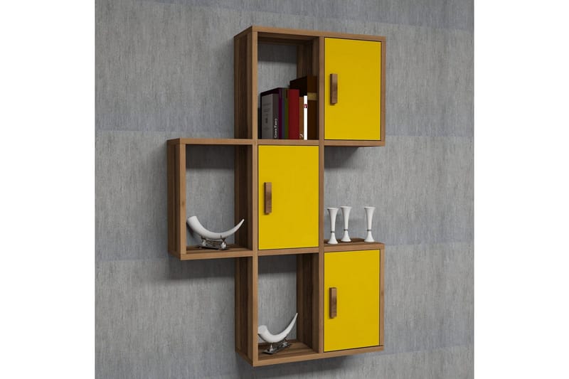 Hovdane Vegghylle 75 cm - Brun/Gul - Oppbevaring - Hyller - Vegghylle