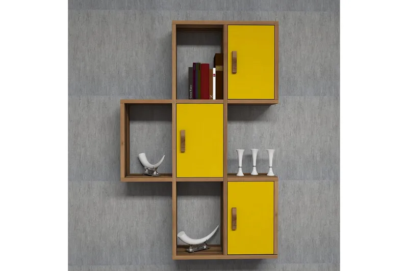 Hovdane Vegghylle 75 cm - Brun/Gul - Oppbevaring - Hyller - Vegghylle
