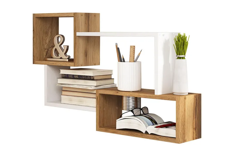 Hylle 87 cm, Natur|Hvit