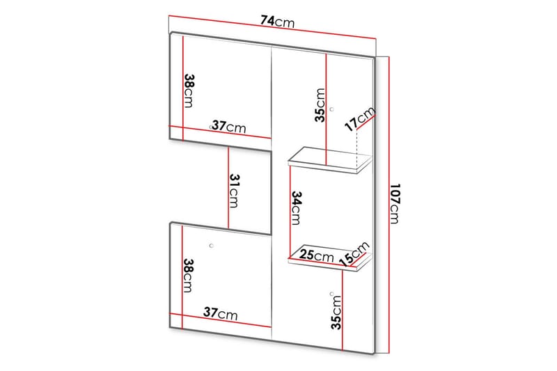 Hylle - Svart|Eik - Oppbevaring - Hyller - Vegghylle