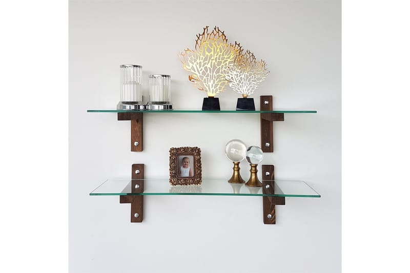 Ilano Vegghylle 85 cm - Brun/Glas - Oppbevaring - Hyller - Vegghylle