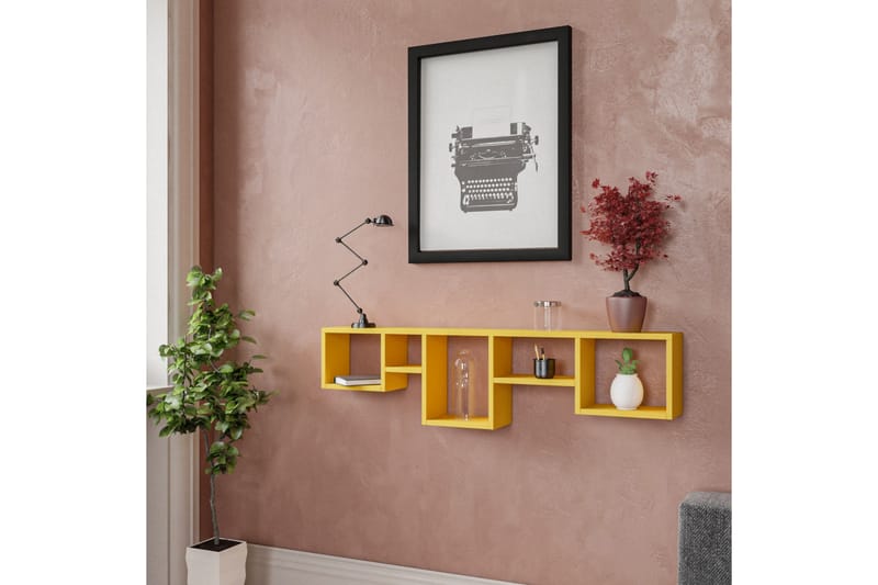 Karaseki Vegghylle 120x17 cm - Gul - Oppbevaring - Hyller - Vegghylle