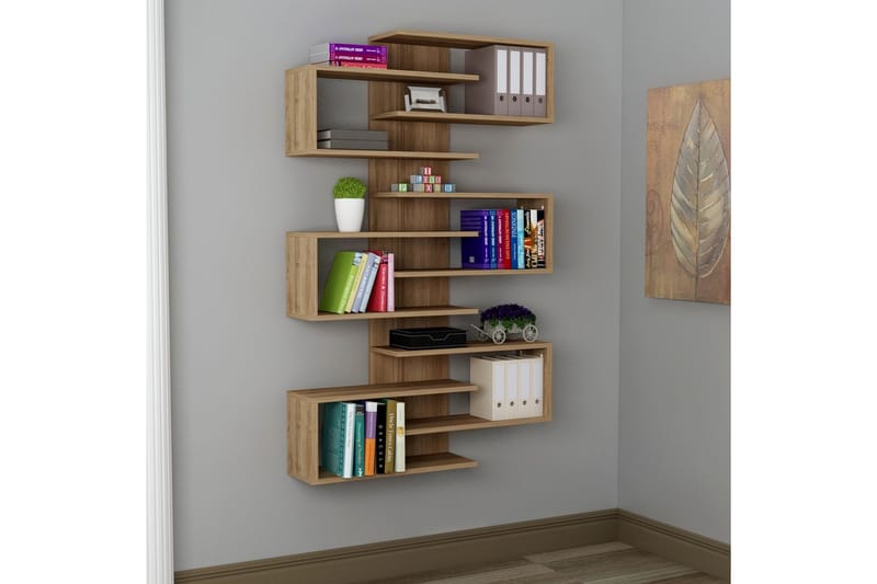 Karber Bokhylle 75 cm - Valnøtt - Oppbevaring - Hyller - Vegghylle
