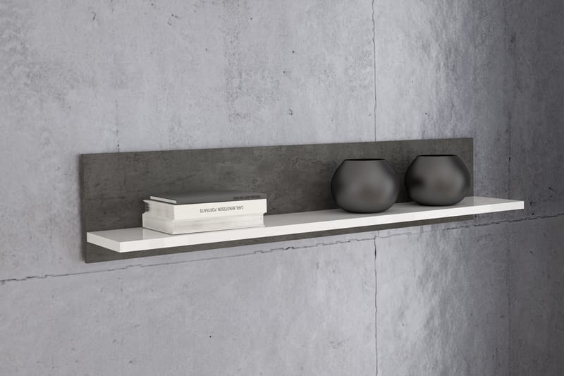 Kranea Vegghylle 22x125 cm - Grå/Hvit - Oppbevaring - Hyller - Vegghylle
