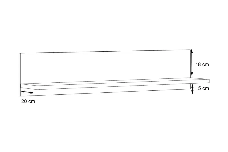 Kranea Vegghylle 22x125 cm - Grå/Hvit - Oppbevaring - Hyller - Vegghylle