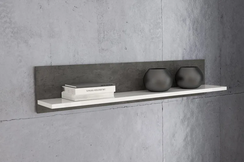 Kranea Vegghylle 22x125 cm - Grå/Hvit - Oppbevaring - Hyller - Vegghylle