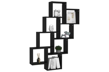 Kubeformet vegghylle svart 90x15x119 cm sponplate - Svart - Oppbevaring - Hyller - Vegghylle