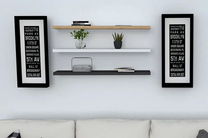 Lakasha Vegghylle 2 cm, Blå / Antrasitt / Hvit