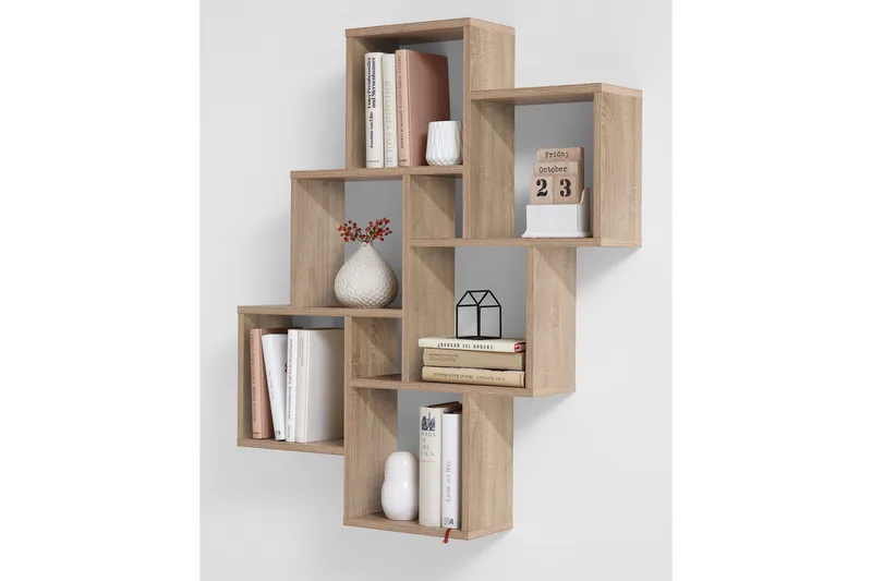 Laurio Vegghylle 81 cm - Grå/Eik - Oppbevaring - Hyller - Vegghylle