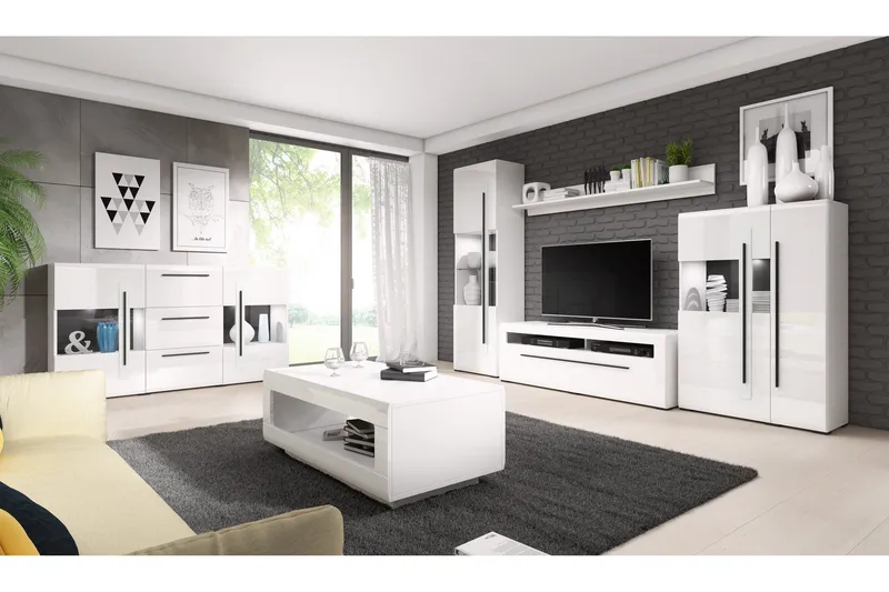 Maricruz Hylle - Hvit/Hvit høyglans - Oppbevaring - Hyller - Vegghylle