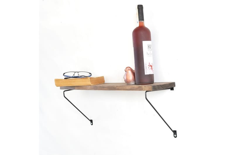 Mcgar Vegghylle 60 cm - Valnøtt / Svart - Oppbevaring - Hyller - Vegghylle