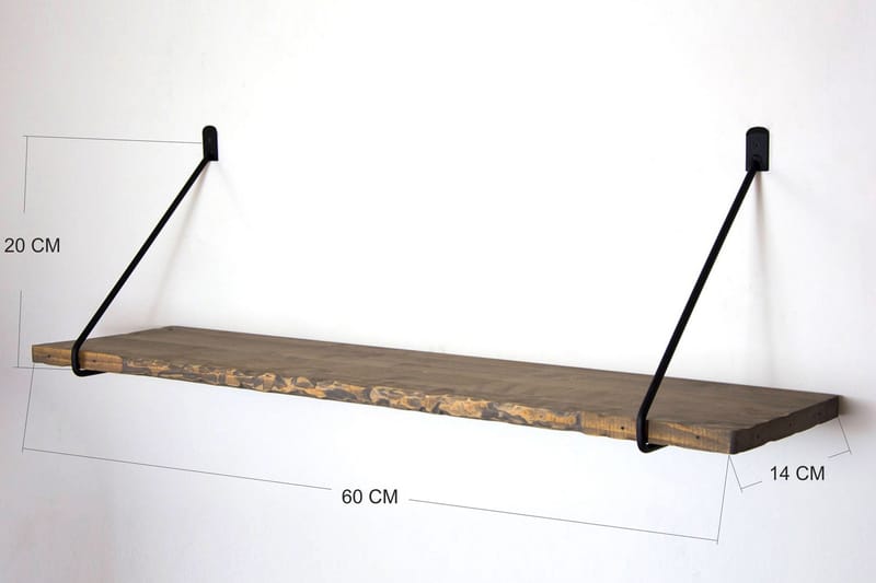 Mcgar Vegghylle 60 cm - Valnøtt / Svart - Oppbevaring - Hyller - Vegghylle