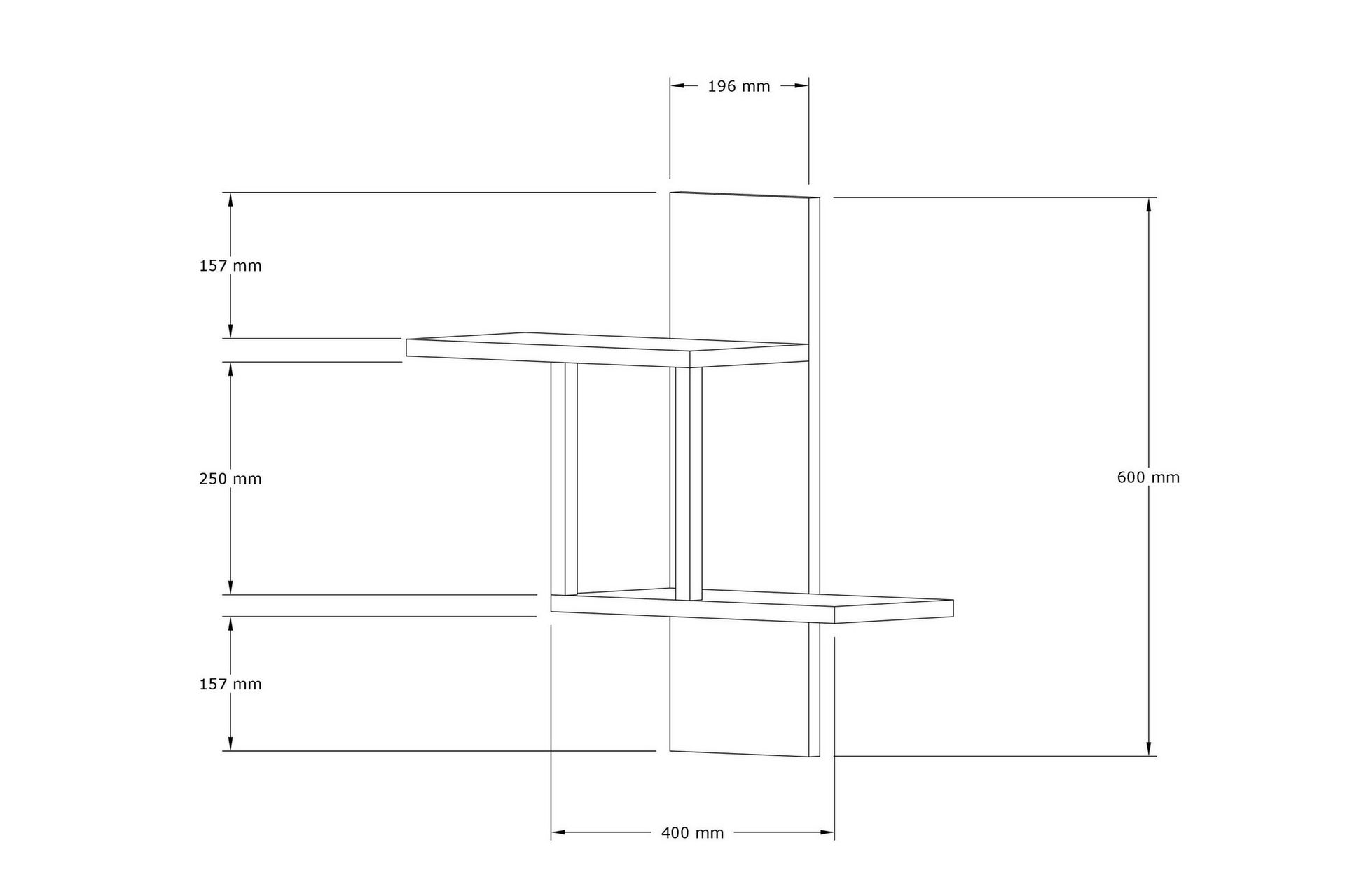Meadows Vegghylle 20x40 cm 2-pk - Antrasitt - Oppbevaring - Hyller - Vegghylle