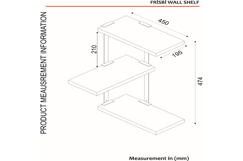 Mohed Vegghylle 45 cm - Brun/Svart - Oppbevaring - Hyller - Vegghylle