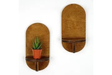 Nagaji Vegghylle 13 cm i Tre - Mørkebrun Trefarge - Oppbevaring - Hyller - Vegghylle
