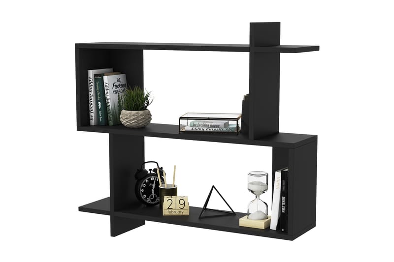 Nanakuni Vegghylle 90x22 cm 3 Hyller - Svart - Oppbevaring - Hyller - Vegghylle