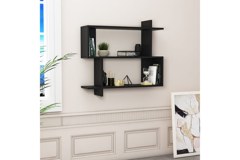 Nanakuni Vegghylle 90x22 cm 3 Hyller - Svart - Oppbevaring - Hyller - Vegghylle