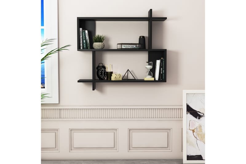 Nanakuni Vegghylle 90x22 cm 3 Hyller - Svart - Oppbevaring - Hyller - Vegghylle