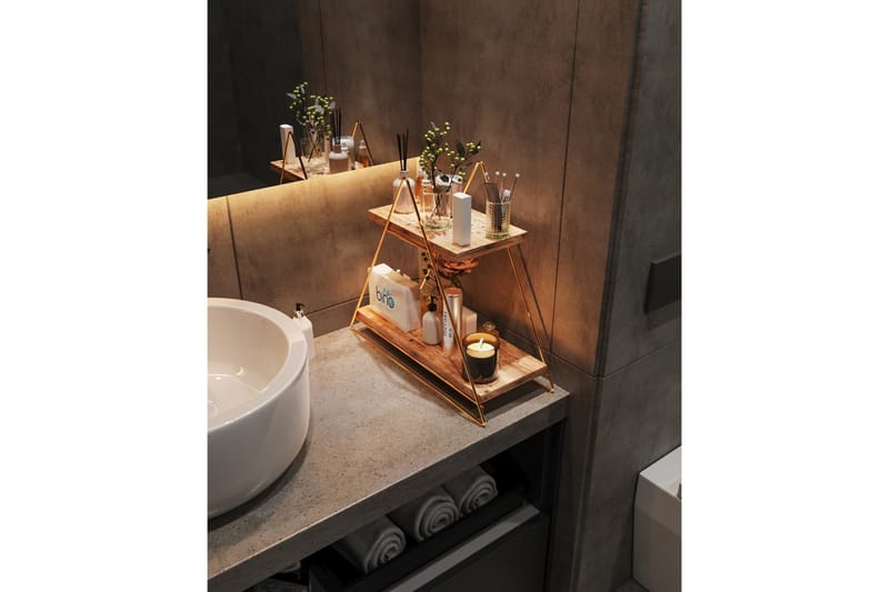 Naomasa Vegghylle 38 cm, Brun/Gull