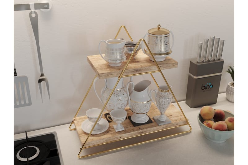 Naomasa Vegghylle 38 cm - Brun/Gull - Oppbevaring - Hyller - Vegghylle