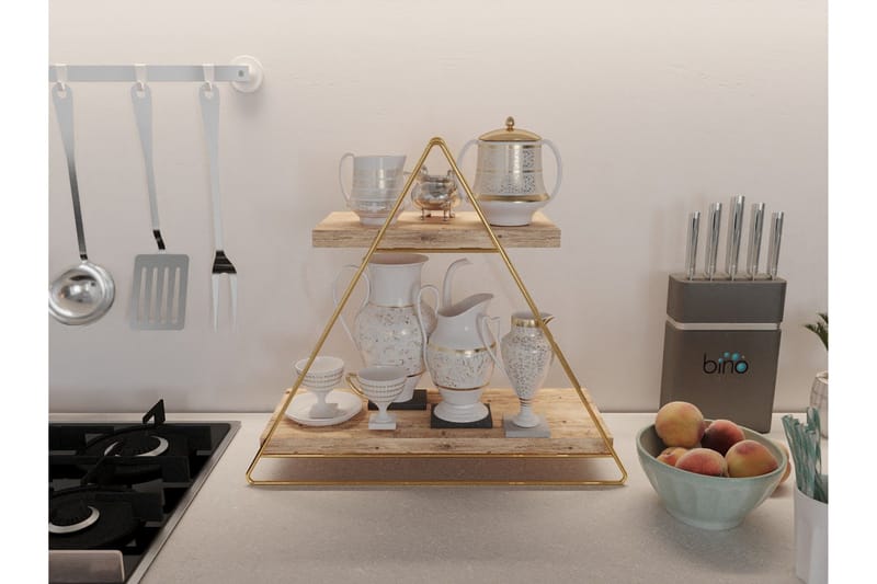 Naomasa Vegghylle 38 cm - Brun/Gull - Oppbevaring - Hyller - Vegghylle