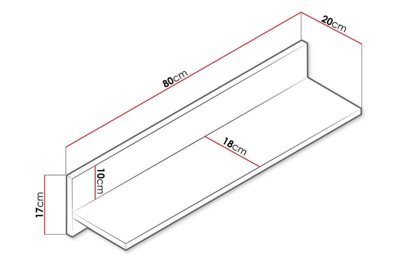 Nero Hylle 80 cm - Natur|Hvit - Oppbevaring - Hyller - Vegghylle