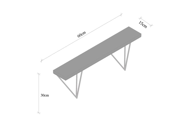 Neubs Vegghylle 15x60 cm - Svart / Valnøtt - Vegghylle