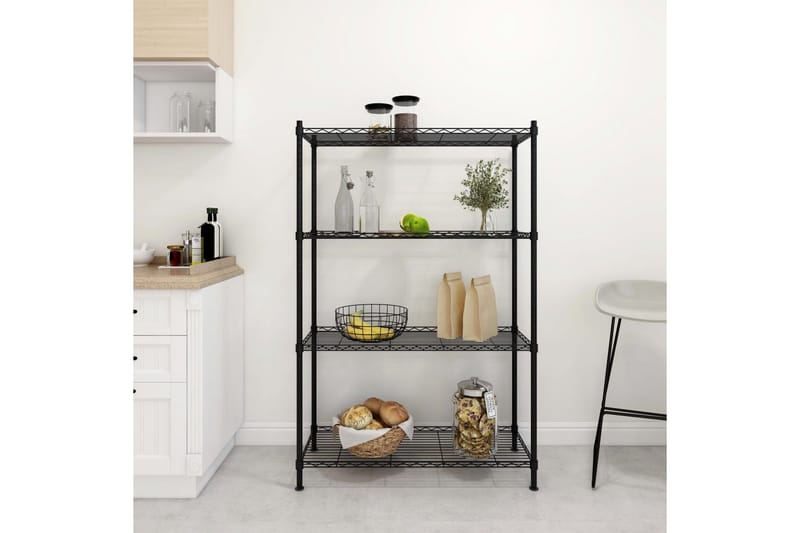 Oppbevaringshylle 4 etasjer 90x35x137 cm svart 200 kg - Svart - Oppbevaring - Hyller - Vegghylle