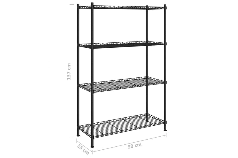 Oppbevaringshylle 4 etasjer 90x35x137 cm svart 200 kg - Svart - Oppbevaring - Hyller - Vegghylle