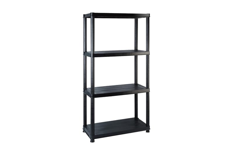 Oppbevaringshylle 4 nivåer svart 122x30,5x130 cm plast - Svart - Oppbevaring - Hyller - Vegghylle