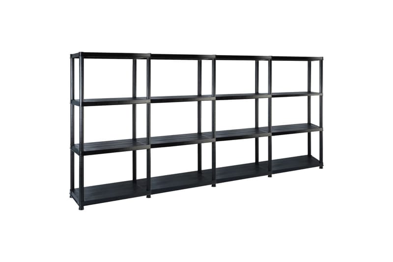 Oppbevaringshylle 4 nivåer svart 244x30,5x130 cm plast - Svart - Oppbevaring - Hyller - Vegghylle